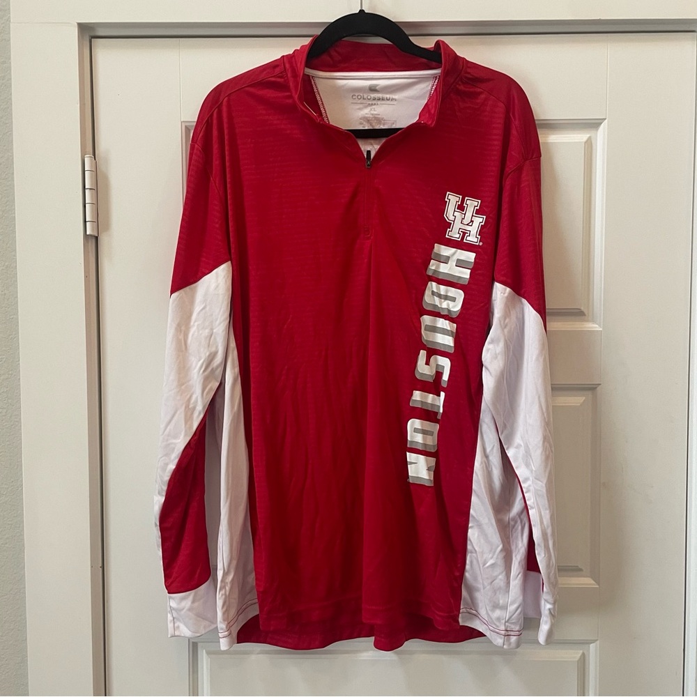 Colosseum Mens University of Houston Cougars Quarter Zip Pullover‎ Red White XL